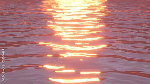 Sunset Water Reflections 3D Illustration