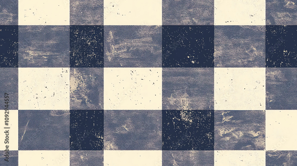 Fototapeta premium Rustic checkered seamless pattern in navy