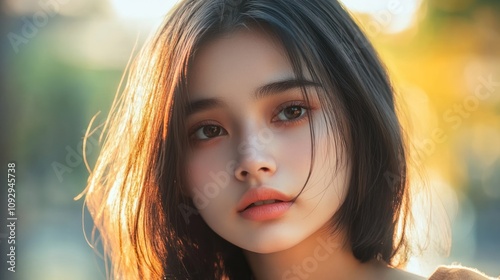 Golden Hour Portrait: Serene Beauty in Soft Light