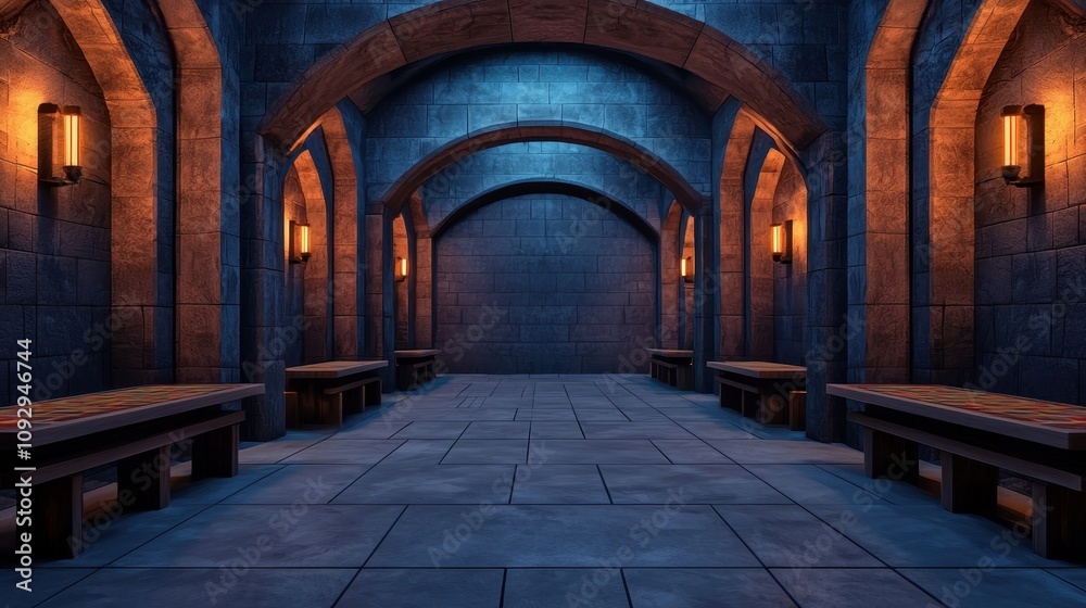 Medieval Hallway Stone Architecture Dark Fantasy Interior Mystic Corridor Medieval Hallway Stone Architecture Dark Fantasy Interior Mystic Corridor