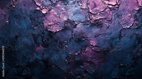 This abstract image features a textured deep blue and pink surface, creating a sense of calm and intrigue, perfect for conveying emotions related to creativity, exploration, and serenity. photo