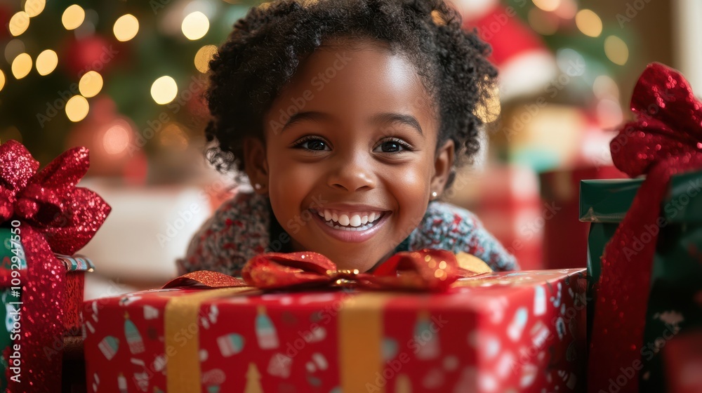 Children opening colorful gifts, children smiling with excitement in a Merry and Bright room filled with holiday decorations. Children opening colorful gifts, children smiling with excitement in a Merry and Bright room filled with holiday decorations.