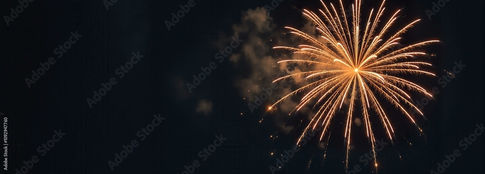 Fototapeta premium Golden Fireworks Display at Night, Festive Celebration Concept.