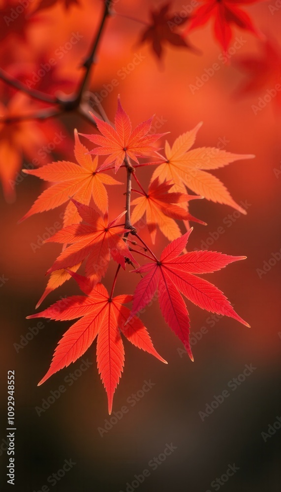 Vibrant Red Maple Leaves, Autumn Nature Photography Concept Vibrant Red Maple Leaves, Autumn Nature Photography Concept