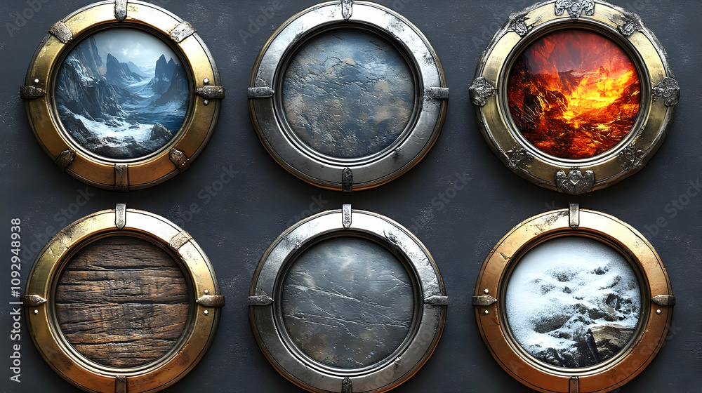 Epic Fantasy Landscapes: Circular Frames Showcase Diverse Environments Epic Fantasy Landscapes: Circular Frames Showcase Diverse Environments