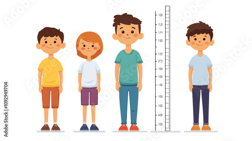 Children Height Chart with Boy for Health Care Concepts