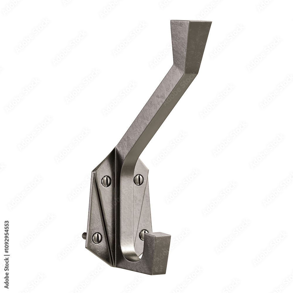 A metal hook is attached to a wall A metal hook is attached to a wall