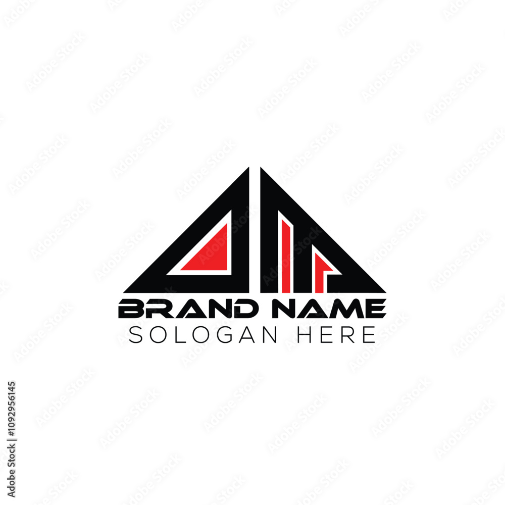 DM triangle letter logo design with triangle shape. DM triangle logo design monogram. DM triangle vector logo template with red color. DM triangular logo Simple, DM triangle logo design monogram.
