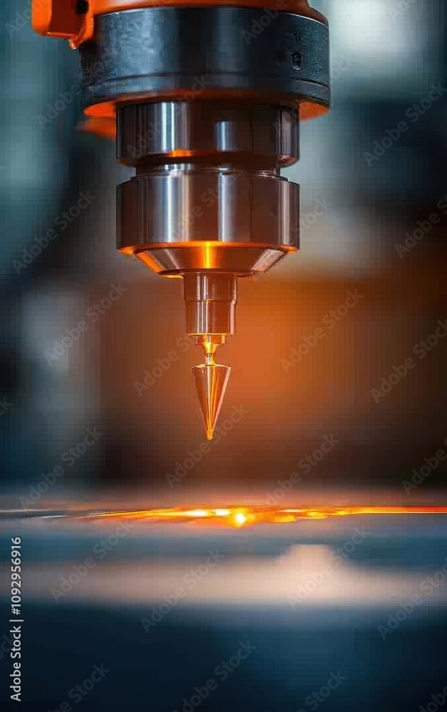 Precision Engineering Industrial CNC Machine Closeup Precision Engineering Industrial CNC Machine Closeup