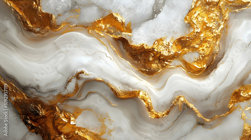 Fluid Gold & Gray Marble: Abstract Art Design