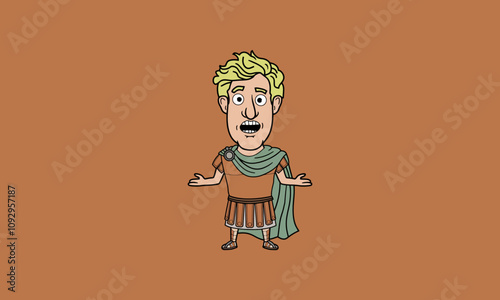 Roman character with blonde hair and surprised expression.