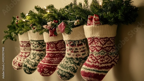 Traditional Christmas stockings hanging