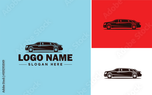 Limousine Service icon Executive transportation Chauffeur service Limo service flat logo sign symbol editable vector