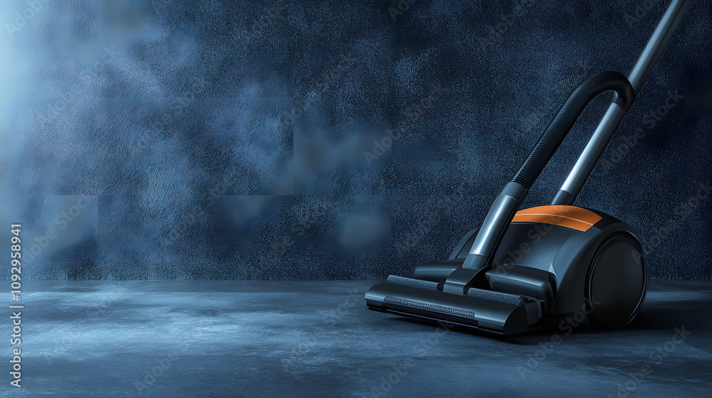 Fototapeta premium Vacuum Cleaner on Modern Dark Floor Surface