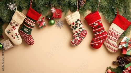 Traditional Christmas stockings hanging