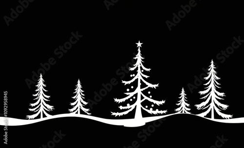 Christmas tree on a postcard llustration christmas tree silhouette Illustration  photo