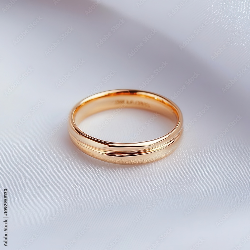 Elegant gold ring on a soft fabric background, perfect for weddings or special occasions. Elegant gold ring on a soft fabric background, perfect for weddings or special occasions.
