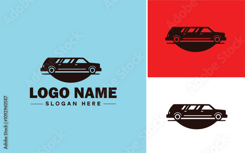 Limousine Service icon Executive transportation Chauffeur service Limo service flat logo sign symbol editable vector