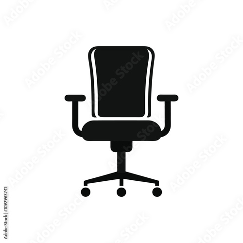 Black and white office chair silhouette design vector art illustration