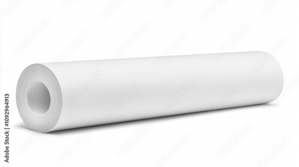 Roll of white paper mock up resting on a flat surface in a bright workspace environment. Generative AI Roll of white paper mock up resting on a flat surface in a bright workspace environment. Generative AI