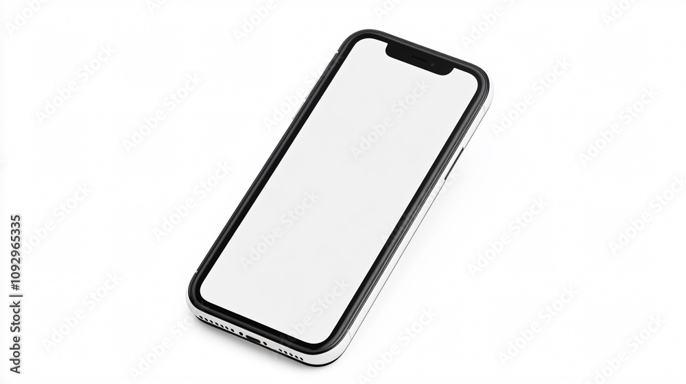 Modern smartphone mock up displayed on a white background for product showcase. Generative AI Modern smartphone mock up displayed on a white background for product showcase. Generative AI