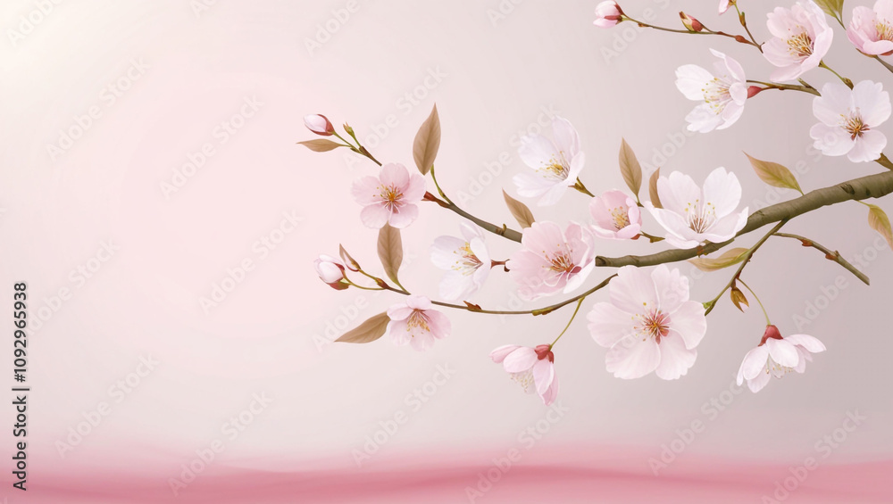 cherry blossoms blooming on a light pink background. cherry blossoms blooming on a light pink background.
