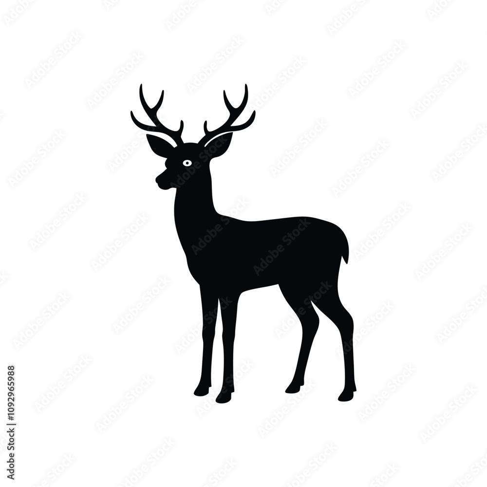 Black and white deer silhouette design vector art illustration Black and white deer silhouette design vector art illustration