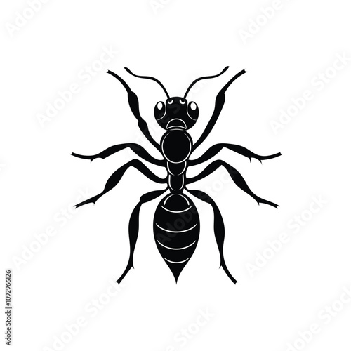 Black and white ant silhouette design vector art illustration