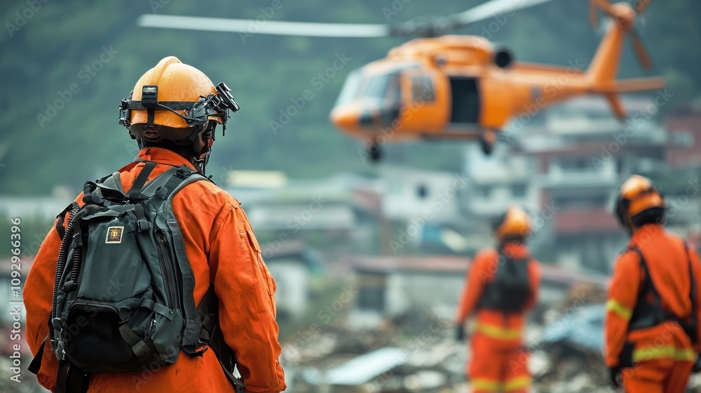 Natural disaster response teams, providing emergency aid and rescue in crisis zones Natural disaster response teams, providing emergency aid and rescue in crisis zones