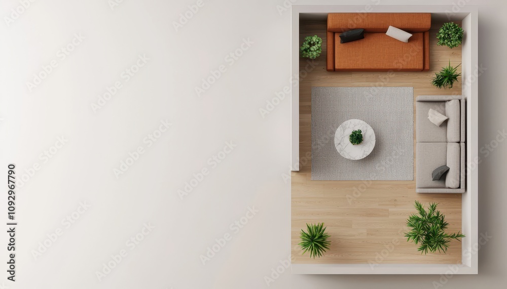 Modern Living Room Interior Design Top View Home Decor Apartment Cozy Space