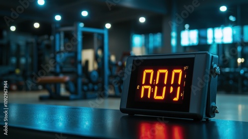 Obraz na płótnie Digital timer in a gym showing the countdown for a HIIT workout w salonie