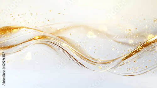 Gold wave with shiny sparkling lights, enhancing celebration and luxury festive atmosphere silver white illustration advertisement background.