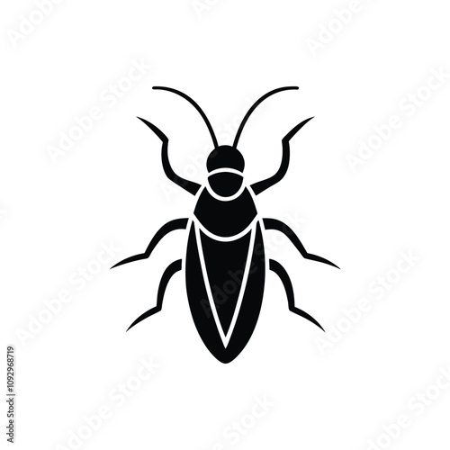 Black and white cockroch silhouette design vector art illustration