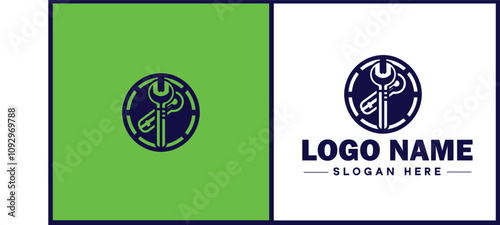 Locksmith icon Keysmith Lock technician Key specialist flat logo sign symbol editable vector