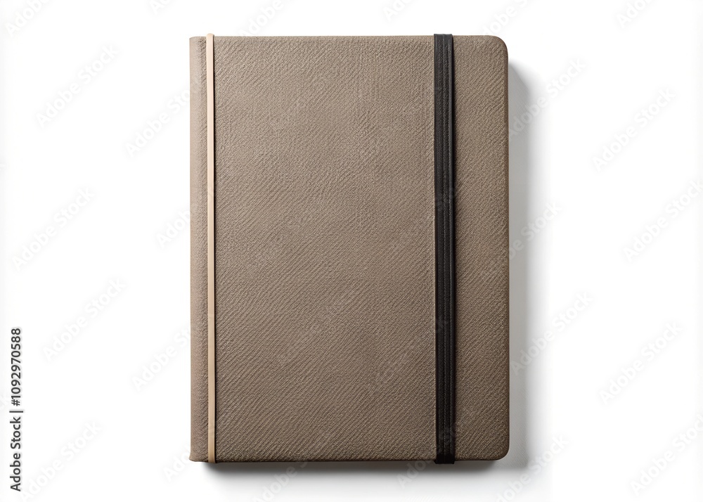 mock up notebook with textured cover and elastic band, isolated on white background. Elegant and professional. mock up notebook with textured cover and elastic band, isolated on white background. Elegant and professional.