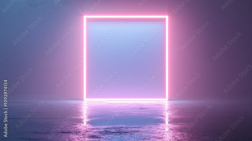 Minimalist square frame floating in mid-air with soft lighting Minimalist square frame floating in mid-air with soft lighting