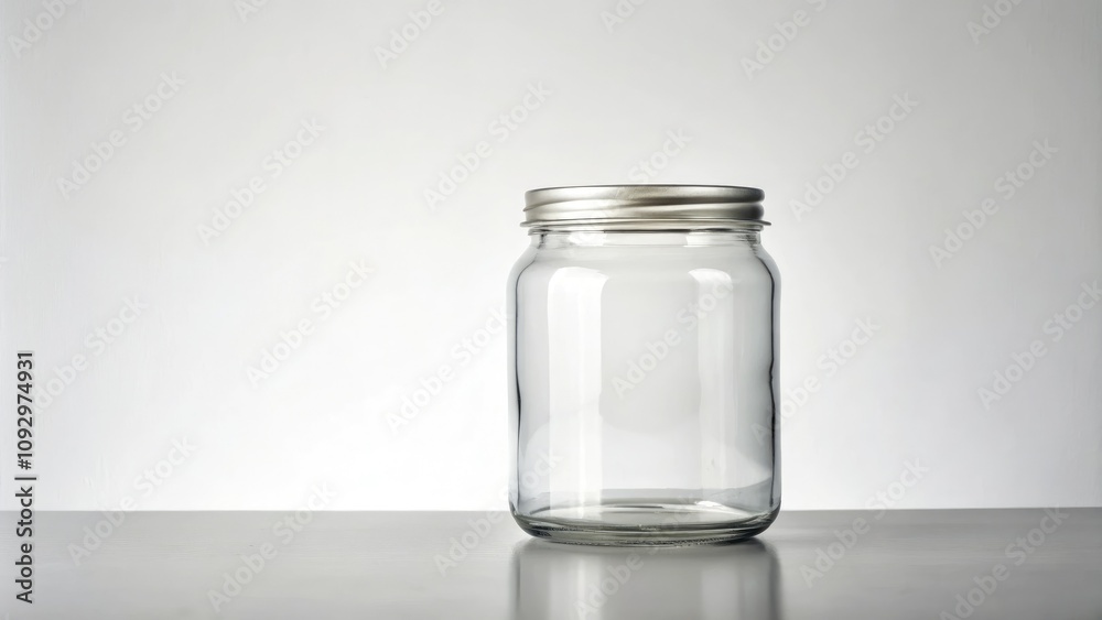Clear glass jar on a white backdrop, ideal for kitchen storage and organization. Perfect for adding a minimalist touch to pantries and home decor. Clear glass jar on a white backdrop, ideal for kitchen storage and organization. Perfect for adding a minimalist touch to pantries and home decor.