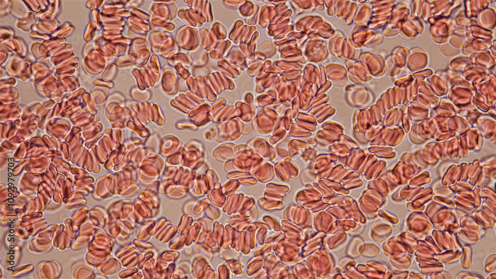 Photography Human blood under a microscope