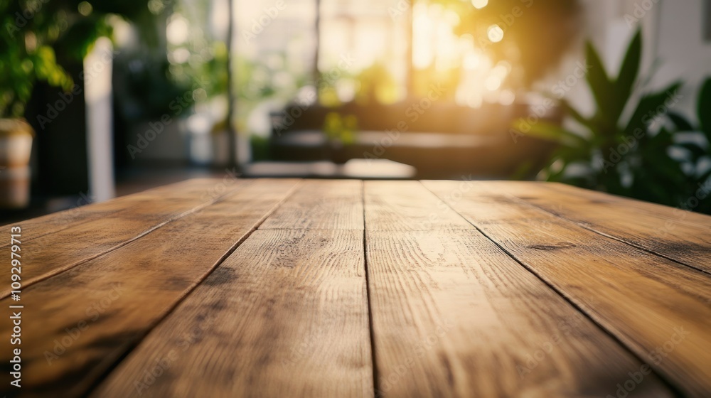 Wooden Table in a Bright Green Interior Space Wooden Table in a Bright Green Interior Space