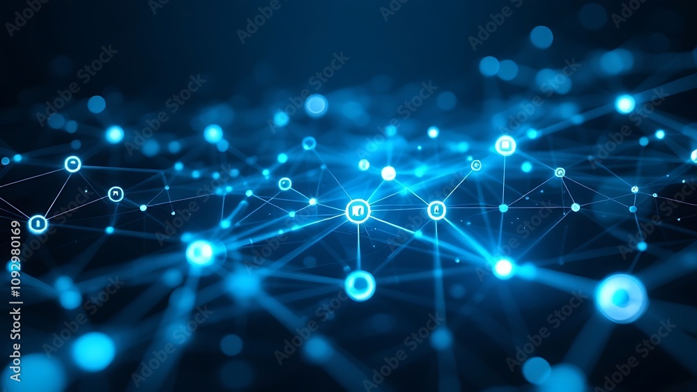 Connecting people on the internet, nodes transforming. Social network connections. Information technology of internet of things IOT big data clouds computing using artificial intelligence AI.