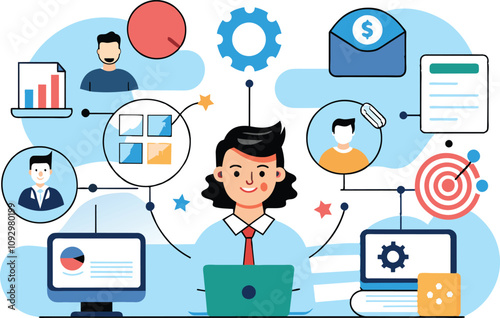 Customer relationship management, flat illustration, vector illustration.