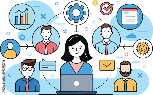 Customer relationship management, flat illustration, vector illustration.