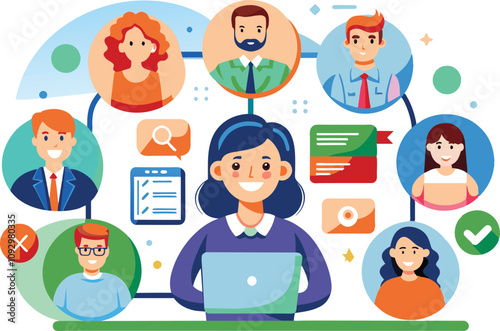 Productivity and collaboration, flat illustration, vector illustration.