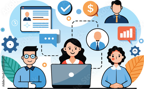 Customer relationship management, flat illustration, vector illustration.
