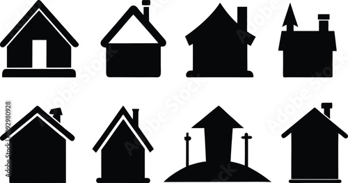House silhouette icons set design. Home button icons set. Home page icon. Simple house symbols. Building icon