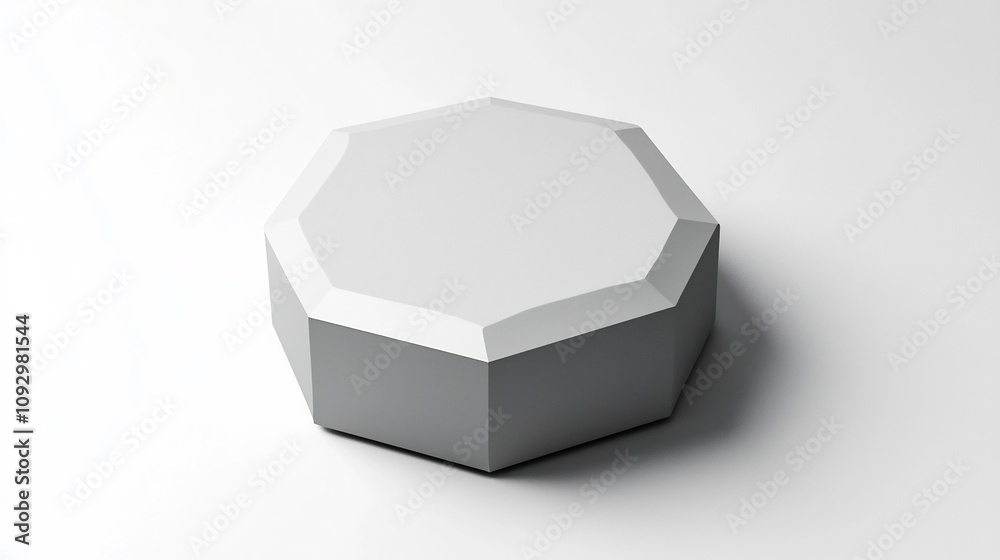 A simple clean and minimalistic 3D render of a light gray octagonal shape with subtle gradients and soft shadows conveying a sense of neutrality adaptability and elegance A simple clean and minimalistic 3D render of a light gray octagonal shape with subtle gradients and soft shadows conveying a sense of neutrality adaptability and elegance
