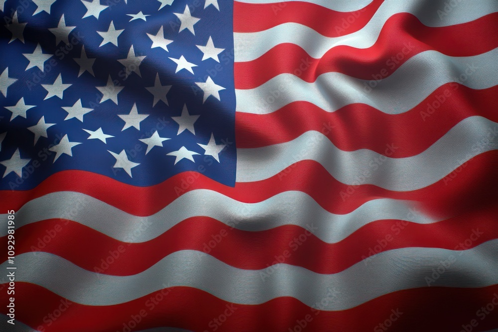 Fototapeta premium Waving American Flag with Stars and Stripes