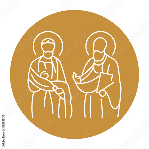 Feast of Apostles Peter and Paul black line icon. Christian holiday