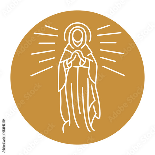 Nativity of the Holy Mother of God black line icon. Christian holiday