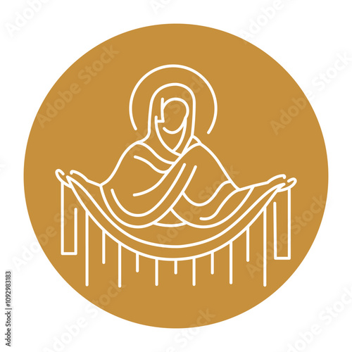 Protection of the Holy Mother of God black line icon. Christian holiday